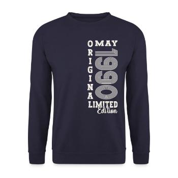 33rd Birthday Man Original May Vintage 1990 - Unisex Sweatshirt - navy - Front - Alina (178cm) & Michal (187cm)