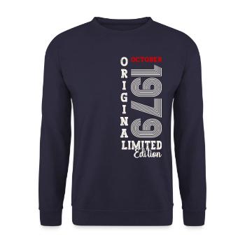 45th Birthday Original October 1979 Born 1979 - Unisex Sweatshirt - navy - Front - Alina (178cm) & Michal (187cm)