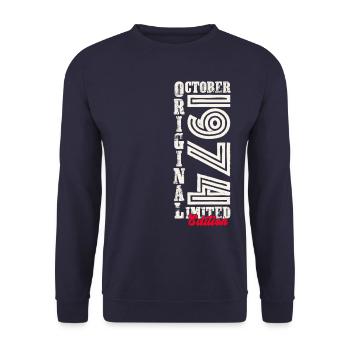 49th Birthday Original October Year 1974 - Unisex Sweatshirt - navy - Front - Alina (178cm) & Michal (187cm)