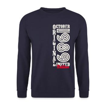 34e anniversaire Original Octobre Année 1989 - Sweat-shirt Unisexe - marine - Devant - Alina (178cm) & Michal (187cm)