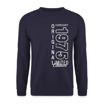 50th Birthday Gift Husband Original February 1975 - Unisex Sweatshirt - navy - Front - Alina (178cm) & Michal (187cm)