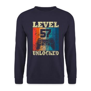 Happy Birthday - 57th birthday for gamers - Unisex Sweatshirt - navy - Front - Alina (178cm) & Michal (187cm)