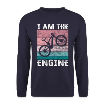 I'm the engine - funny bike saying - Unisex Sweatshirt - navy - Front - Alina (178cm) & Michal (187cm)
