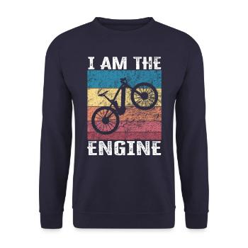 I'm the engine - funny bike saying - Unisex Sweatshirt - navy - Front - Alina (178cm) & Michal (187cm)