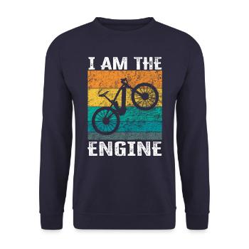 I'm the engine - funny bike saying - Unisex Sweatshirt - navy - Front - Alina (178cm) & Michal (187cm)