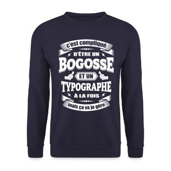 BOGOSSE ET TYPOGRAPHE - Sweat-shirt Unisexe - marine - Devant - Alina (178cm) & Michal (187cm)