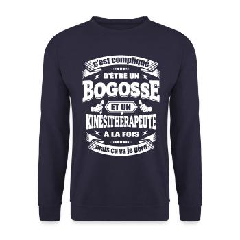 BOGOSSE ET KINÉSITHÉRAPEUTE - Sweat-shirt Unisexe - marine - Devant - Alina (178cm) & Michal (187cm)