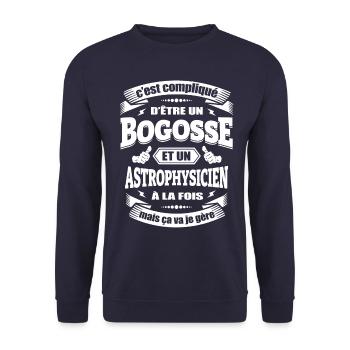 BOGOSSE ET ASTROPHYSICIEN A LA FOIS - Sweat-shirt Unisexe - marine - Devant - Alina (178cm) & Michal (187cm)