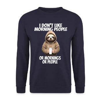 C’est drôle de dire que je n’aime pas les gens du matin... - Sweat-shirt Unisexe - marine - Devant - Alina (178cm) & Michal (187cm)