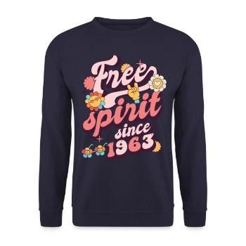 60 Jahre alter Jahrgang Geburtstag Jahrgang 1963 - Unisex Pullover - Navy - Vorne - Alina (178cm) & Michal (187cm)
