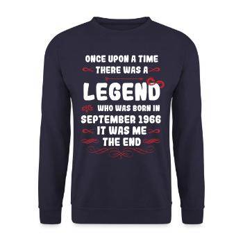 Il était une fois une légende. Septembre 1966 Naissance - Sweat-shirt Unisexe - marine - Devant - Alina (178cm) & Michal (187cm)