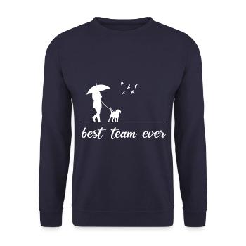 Dog Hund Best Team Ever - Unisex Pullover - Navy - Vorne - Alina (178cm) & Michal (187cm)