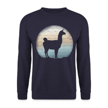 Lama Alpagas Retro - Sweat-shirt Unisexe - marine - Devant - Alina (178cm) & Michal (187cm)