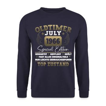 Oldtimer Juli 1966 56. Geburtstag Geschenk Herren - Unisex Pullover - Navy - Vorne - Alina (178cm) & Michal (187cm)