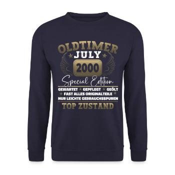 Oldtimer Juli 2000 22. Geburtstag Geschenk Herren - Unisex Pullover - Navy - Vorne - Alina (178cm) & Michal (187cm)