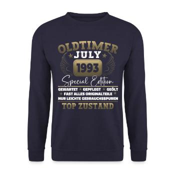 Oldtimer Juli 1993 29. Geburtstag Geschenk Herren - Unisex Pullover - Navy - Vorne - Alina (178cm) & Michal (187cm)