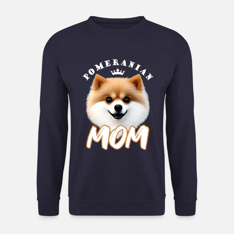 Pomeranian Mom, Zwergspitz mit Krone - Spruch - Unisex Pullover - Navy