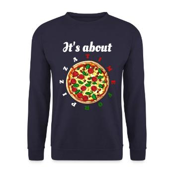 High time for pizza - watch - delicious salami pizza - Unisex Sweatshirt - navy - Front - Alina (178cm) & Michal (187cm)