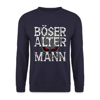 Böser alter Mann - Totenkopf - Männertag - Spruch - Unisex Pullover - Navy - Vorne - Alina (178cm) & Michal (187cm)