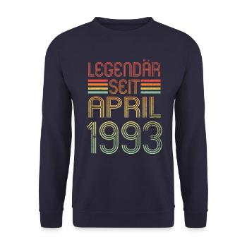 Legendär seit April 1993 - Geburtstag Retro - Unisex Pullover - Navy - Vorne - Alina (178cm) & Michal (187cm)