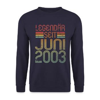 Legendär seit Juni 2003 - Geburtstag Retro - Unisex Pullover - Navy - Vorne - Alina (178cm) & Michal (187cm)