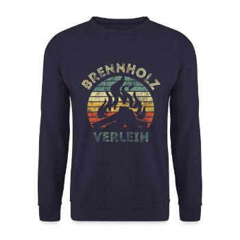 Brennholz Verleih - Ironie - Spruch - Unisex Pullover - Navy - Vorne - Alina (178cm) & Michal (187cm)