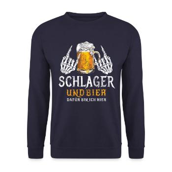 Schlager und Bier - Dafür bin ich hier - Metal - Unisex Pullover - Navy - Vorne - Alina (178cm) & Michal (187cm)