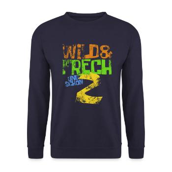 Wild & frech und schon 2 Geburtstag Geschenk - Unisex Pullover - Navy - Vorne - Alina (178cm) & Michal (187cm)