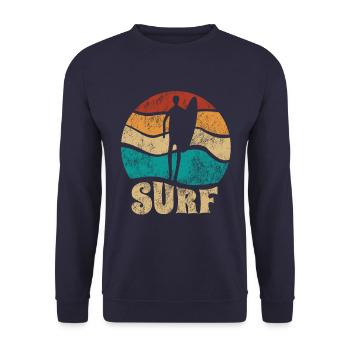 Sunset Surfer - Surf toute la journée - Vague - Cadeau - Sweat-shirt Unisexe - marine - Devant - Alina (178cm) & Michal (187cm)