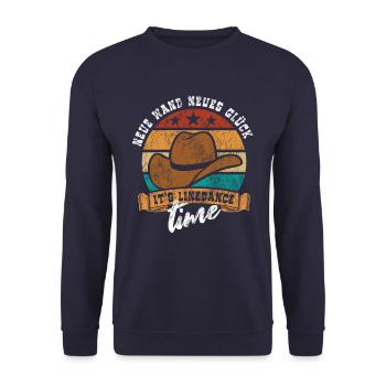 Linedance - Neue Wand - Country Fan - Geschenk - Unisex Pullover - Navy - Vorne - Alina (178cm) & Michal (187cm)