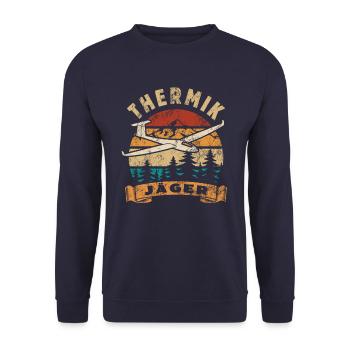 Segelflieger - Thermik Jäger - Segelflug Spruch - Unisex Pullover - Navy - Vorne - Alina (178cm) & Michal (187cm)