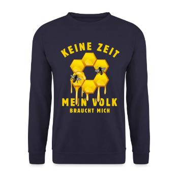 Keine Zeit, mein Volk braucht mich - Bienen Imker - Unisex Pullover - Navy - Vorne - Alina (178cm) & Michal (187cm)