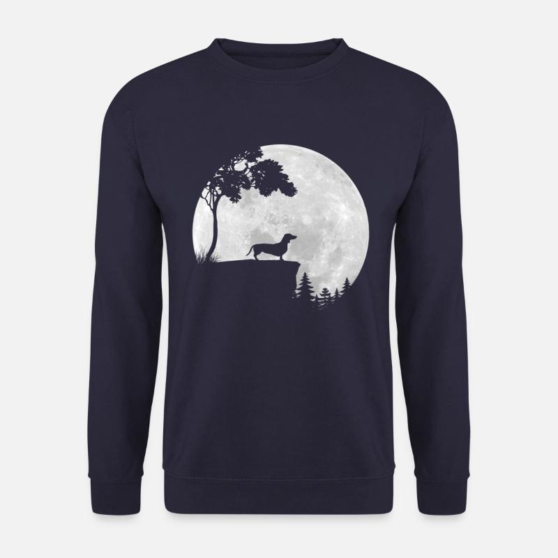 Vollmond - Nacht - Dackel Hund Silhouette - Unisex Pullover - Navy