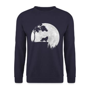 Vollmond - Nacht - Collie Hund Silhouette - Unisex Pullover - Navy - Vorne - Alina (178cm) & Michal (187cm)