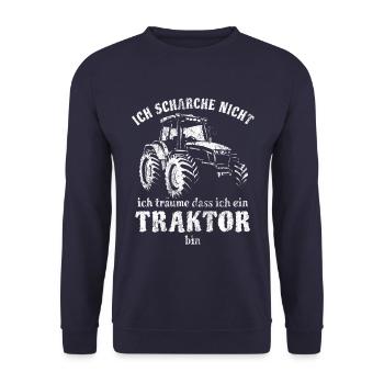 Ich schnarche nicht ich träume - Traktor - Bauer - Unisex Pullover - Navy - Vorne - Alina (178cm) & Michal (187cm)