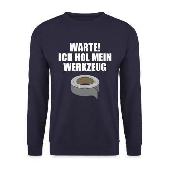 Klebeband - Duct Tape - reparieren - Werkzeug - Unisex Pullover - Navy - Vorne - Alina (178cm) & Michal (187cm)