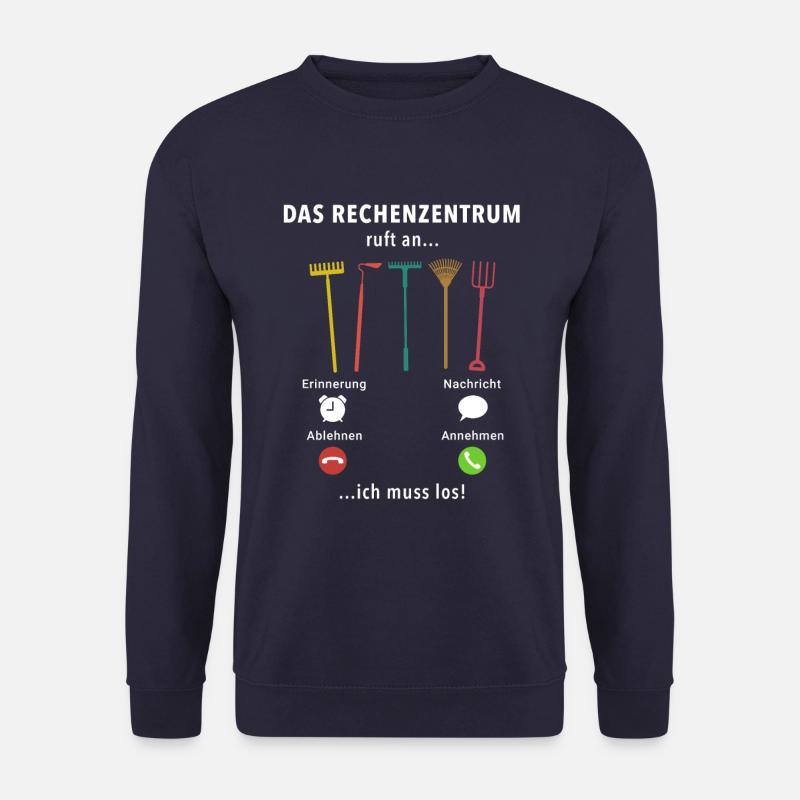Das Rechenzentrum ruft an, Ich muss los, Wortspiel - Unisex Pullover - Navy