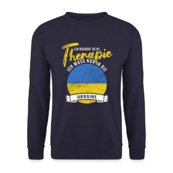 Ich brauche keine Therapie ich muss in die Ukraine - Unisex Pullover - Navy - Vorne - Alina (178cm) & Michal (187cm)