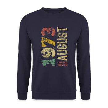 Limited Edition August 1973 Geburtstag - Geschenk - Unisex Pullover - Navy - Vorne - Alina (178cm) & Michal (187cm)
