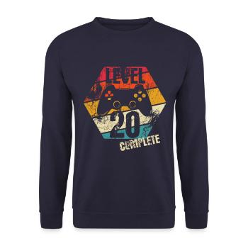 Niveau 20 Complet - Joueur - Anniversaire - Cadeau - Sweat-shirt Unisexe - marine - Devant - Alina (178cm) & Michal (187cm)