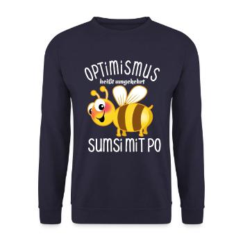 Biene Sumsi mit Po - Optimismus Wortspiel - Unisex Pullover - Navy - Vorne - Alina (178cm) & Michal (187cm)