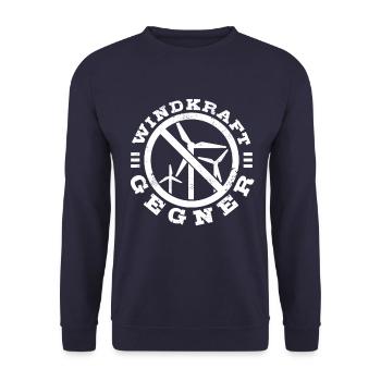 Windenergie - Windkraft Gegner - Kein Windpark - Unisex Pullover - Navy - Vorne - Alina (178cm) & Michal (187cm)