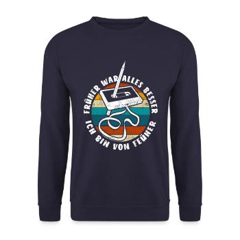 Kassette - Früher war alles besser - Retro - Unisex Pullover - Navy - Vorne - Alina (178cm) & Michal (187cm)