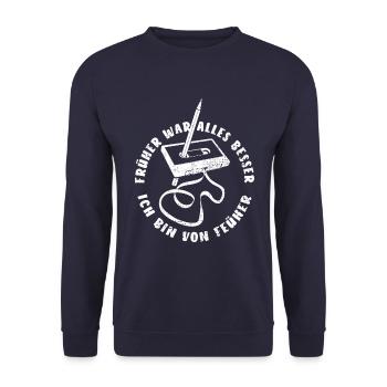 Kassette - Früher war alles besser - Unisex Pullover - Navy - Vorne - Alina (178cm) & Michal (187cm)