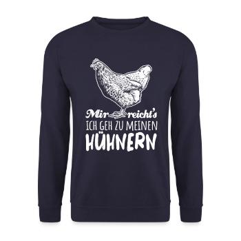 Mir reicht's ich geh zu meinen Hühnern - Huhn - Unisex Pullover - Navy - Vorne - Alina (178cm) & Michal (187cm)