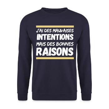 J’ai des mauvaises intentions, mais des bonnes... - Sweat-shirt Unisexe - marine - Devant - Alina (178cm) & Michal (187cm)
