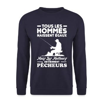 Les meilleurs hommes deviennent pêcheurs - Sweat-shirt Unisexe - marine - Devant - Alina (178cm) & Michal (187cm)