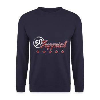 50 Geburtstag - Unisex Pullover - Navy - Vorne - Alina (178cm) & Michal (187cm)