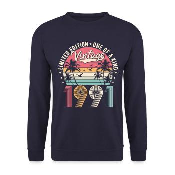 1991 Vintage Anniversaire Vintage Rétro Cadeau - Sweat-shirt Unisexe - marine - Devant - Alina (178cm) & Michal (187cm)
