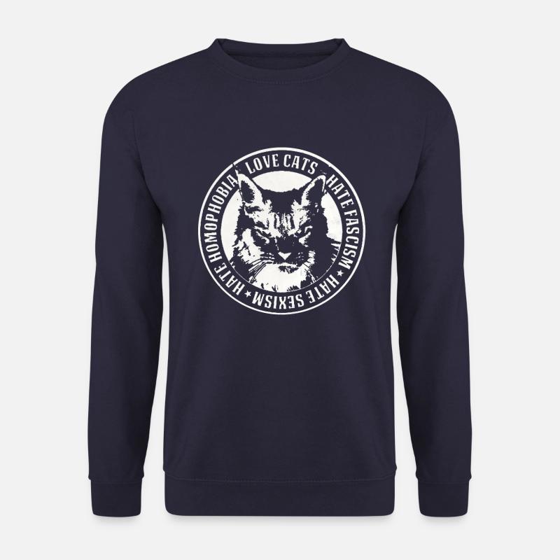 Cat hate fashism - Unisex Sweatshirt - navy